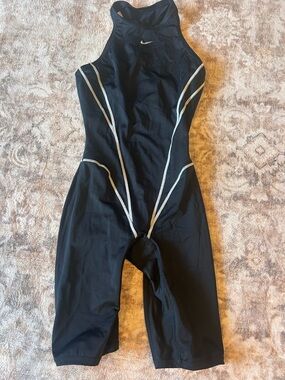 Women’s Nike Black Racing Tech Suit with White Piping Size 30